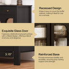Sideboard Buffet Cabinet with Storage, 56" Buffet Table Coffee Bar Cabinet with Drawers and Glass Doors for Kitchen