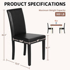 Yaheetech Dining Chairs Set of 4 PU Leather Upholstered Parsons Dining Chairs with Solid Wood Legs for Kitchen/Living Room/Restaurant, Modern Style, Black