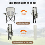 Camping Chairs, High Back Breathable Mesh Camping Chair 300 LBS Capacity, Portable Outdoor Lawn Chairs Folding with Cup Holder for Picnic, Lawn, Beach, Fishing and Sports (Grey)