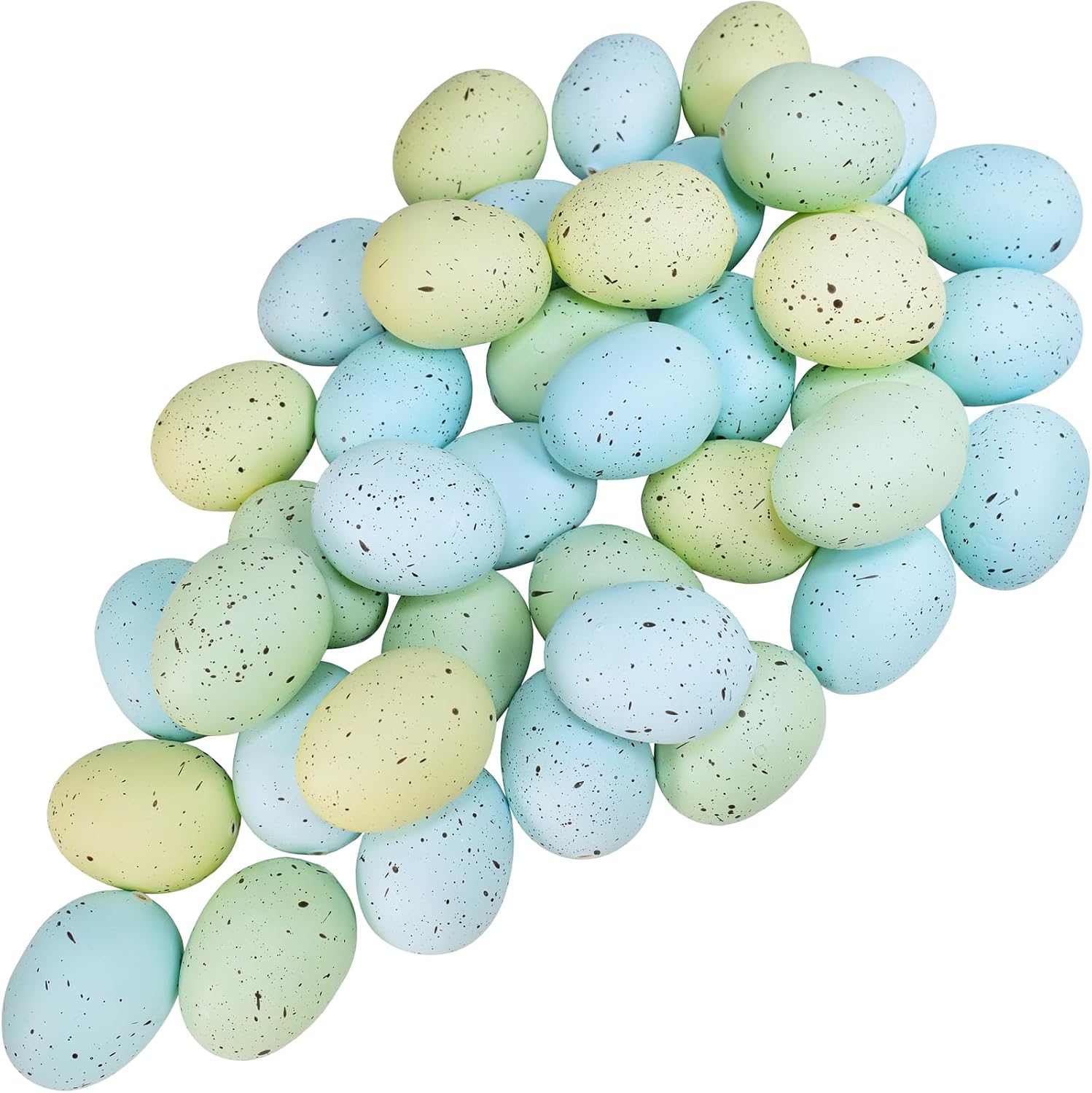 Winlyn 40 Pcs Easter Eggs Artificial Speckled Foam Eggs Pastel Green Blue Decorative Eggs 2.1" for Neutral Spring Easter Table Decor Bowl Basket Filler DIY Wreath Party Favor