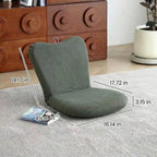 Compact Floor Chair with Back Support, 5-Position Adjustable Corduroy Folding Floor Gaming Chair, Portable Padded Floor Seating for Kids & Adults, Meditation, Reading, Small Spaces, Green