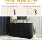 MAGIC UNION 54" Modern Buffet Cabinet with Storage, Wood Sideboard Cabinets with Drawer, Coffee Bar Cabinet with Doors and Adjustable Shelves, Kitchen Pantry Storage Cabinets for Living Room (Black)