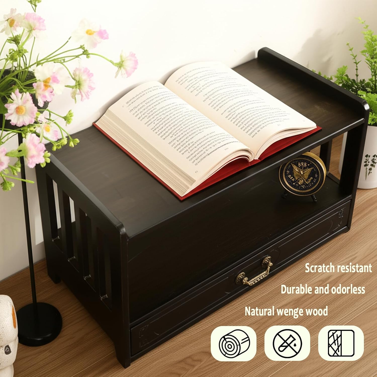 Meditation Table Altar,Small Altar Table,Hand Carved Natural Brown Wood Small Puja Table, Used in The Tea Table Japanese,Study Room,Yoga Room.IT is 20.5 Inches Long,10 Inches Wide, 11 Inches Tall