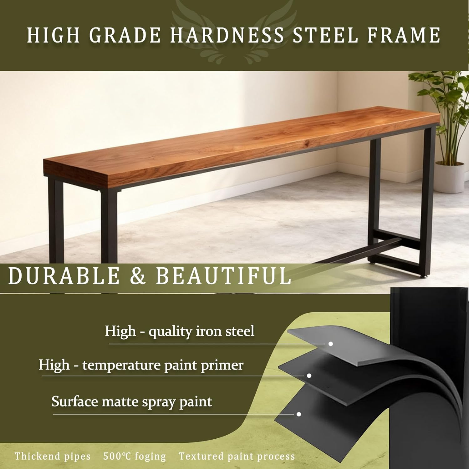 Bar Height Table Long Bar Table Solid Wood Farmhouse Bar Table Industrial Long Bar Height Table for Kitchen Coffee Shop, No Stool(71" L x 15.7" W x 41.3" H)
