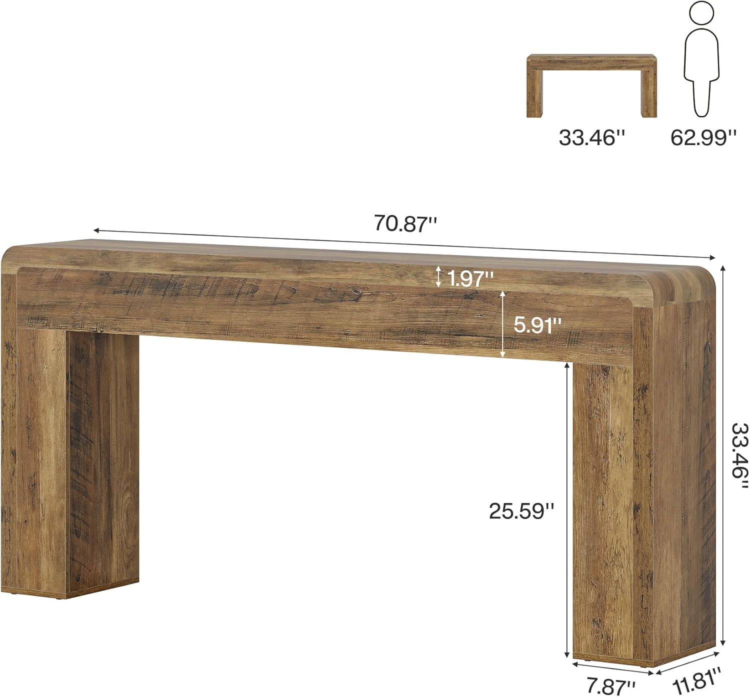 Tribesigns 70.9-Inch Extra Long Console Table, Rustic Wooden Sofa Table Behind Couch, Farmhouse Entryway Console for Living Room, Entryway, Hallway, Foyer (Brown)