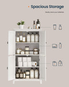 SONGMICS HOME Freestanding Storage Cabinet, Floor Cabinet with Elevated Legs, Metal Handles, for Living Room, Kitchen, Bathroom, White