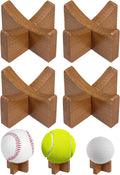 Ball Stand for Display, Basketball Stand, Football Display Stand, Ball Storage Wood Holder for Basketball, Football, Soccer, Rugby, Baseball & Softball
