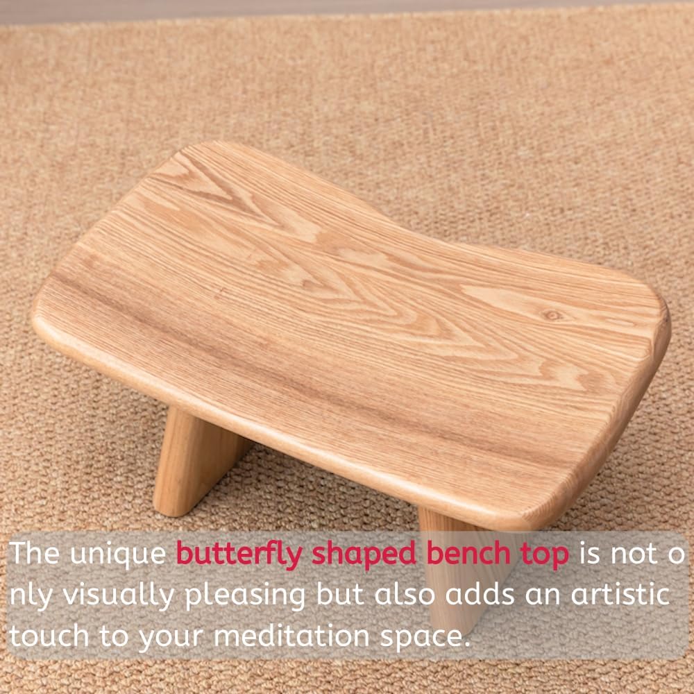 Butterfly Meditation Bench,No Assembly Required Prana Yoga Meditation Stool,Wooden Kneeling Ergonomic Seiza Seat,Seiza Prayer Bench