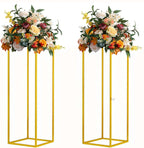 31.5inch 2 pcs Column Vases Gold Centerpieces for Table Metal Flower Stand Gold Wedding Centerpieces for Tables Party Floral Stands for Flowers