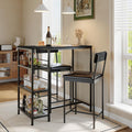 GarveeLife Dining Table Set for 2, Counter Height Bar Table Set with Storage ＆ Stools, High Top Pub Table and Chairs for Kitchen, Dining Room, Sofa Side, Apartment, Breakfast Nook