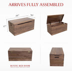 Amish Made Wooden Storage Chest Trunk Box with Lid and Handles for Bedroom, Blanket, Clothes, Anti-Slam Hinges, Handmade, Rustic, Walnut Wood, Natural Stain, 36"