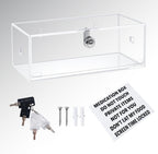 LifeLAZA Acrylic Refrigerator Lock Box, Medication Lock Box With 4 Key, Wall Mount Clear Safe Lockbox with Labels for Phone, Fridge, Food, Medicine