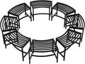 VINGLI Outdoor Metal Curved Bench, Weatherproof Fire Pit Bench Set of 8, Heavy Duty Steel Backless Benches, Metal Outside Seating for Garden, Patio, Plant Stand and Holder