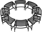 VINGLI Outdoor Metal Curved Bench, Weatherproof Fire Pit Bench Set of 8, Heavy Duty Steel Backless Benches, Metal Outside Seating for Garden, Patio, Plant Stand and Holder