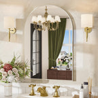 24x36 Inch Arched Bathroom Mirror, Wall Mounted Arch Vanity Mirror for Over Sink, Tempered Glass, Brushed Nickel Aluminum Frame, for Bathroom Bedroom Entryway Living Room