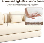 Ahomly 78.8'' Convertible Sofa Bed,5-in-1 Boneless Couch with Removable Armrests,Folding Futon Sofa Bed Includes 2 Pillows,Comfy Pull Out Couch for Living Room,No Assembly Required,Cream
