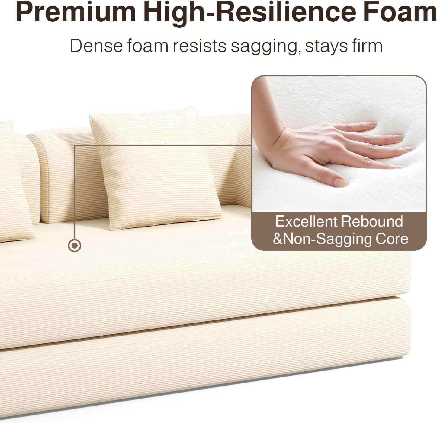 Ahomly 78.8'' Convertible Sofa Bed,5-in-1 Boneless Couch with Removable Armrests,Folding Futon Sofa Bed Includes 2 Pillows,Comfy Pull Out Couch for Living Room,No Assembly Required,Cream