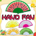Hand Fan Plastic with Fruit Design Beautiful Fabric Printing Summer Women Feld Fold Fans (5 Fruit)