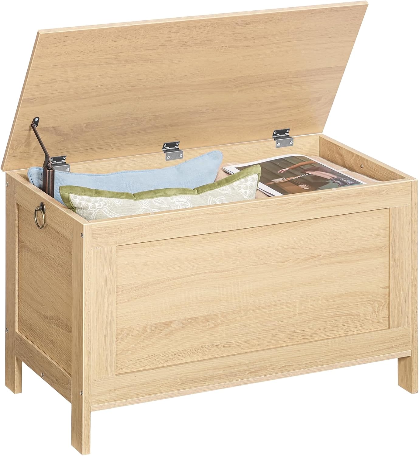HOOBRO Toy Box, Retro Wooden Look Storage Chest with Safety Hinge, Entryway Storage Bench Supports 220 lb, 29.9 x 15.7 x 18.9 Inches Toy Chest Organizer, Easy Assembly (Natural) NL75CW01G2