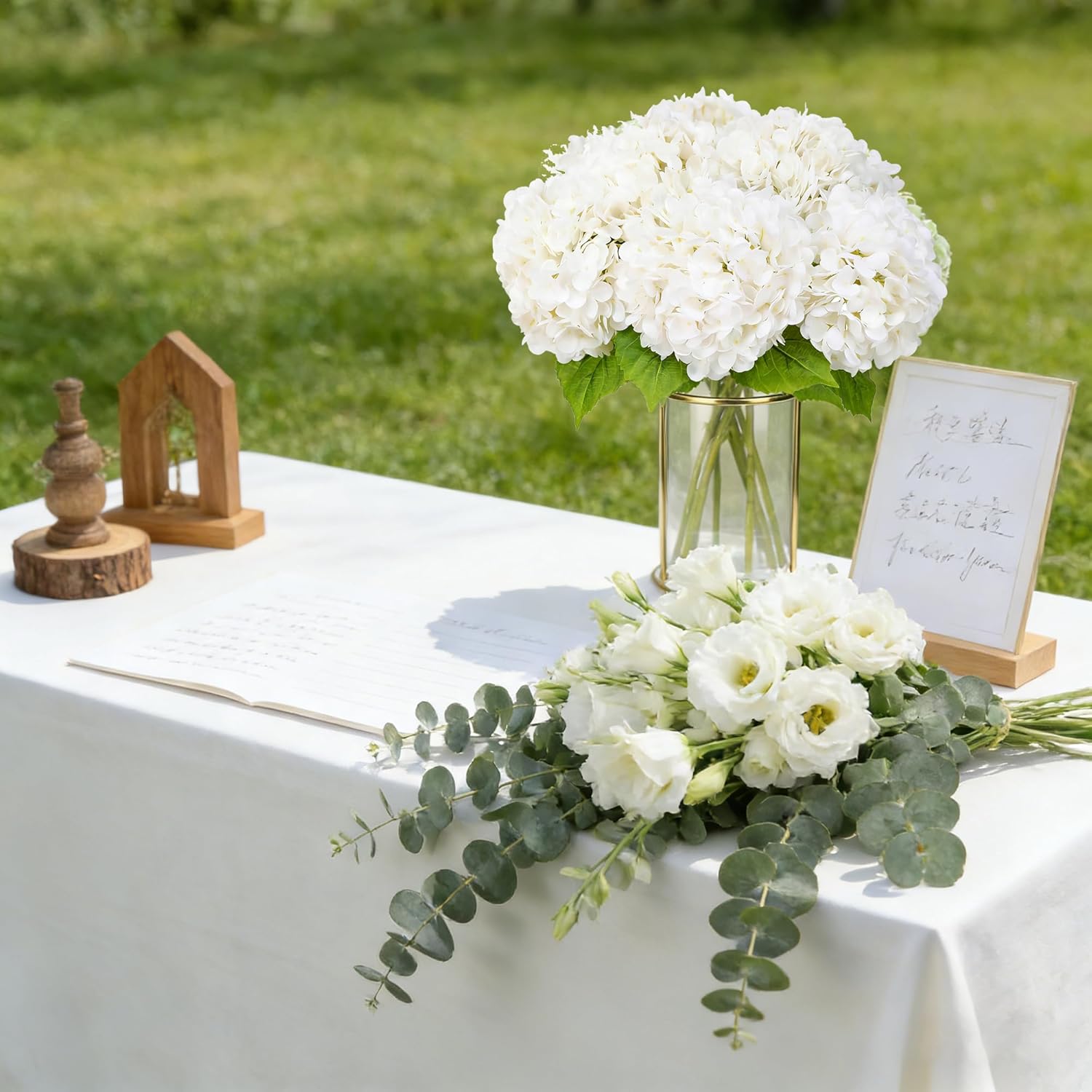 3 Pcs White Artificial Hydrangea Large Flowers 20" Real Touch Faux Hydrangea Flowers Latex Fake Flowers for Wedding Party Home Decor
