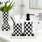 Black and White Checkered Vase, Aesthetic Modern Ins Cool Flower Vases for Home Decor, Entryway Table, Centerpieces Decoration, Kitchen, Living/Dining Room, Bedroom, Bathroom, Coffee Tables (Ceramic)