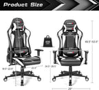 GYMAX Computer Gaming Chair, Racing Style Office Chair with Adjustable Lumbar Support Headrest, 360° Swivel, Height Adjustable Ergonomic Reclining Gaming Chair for Home Office Leisure Room (White)