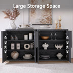 69'' Sideboard Buffet Cabinet W/Storage, Modern Accent Cabinets W/Curved Handles & Adjustable Shelves, 4 Doors Coffee Bar Buffet Table Credenza for Living Room Kitchen Hallway, Dark Grey