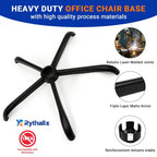 28" Heavy Duty Office Chair Base Replacement Parts for Most Office/Desk Chair - 2400 Lbs Capacity Matte Black Metal Chair Legs with Universal Casters Sockets