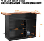 GDLF Home Bar Unit with Fridge Space, U-Shape Liquor Wine Cabinet, 63.1" Mini Bar Table with Storage for Basement or Living Room