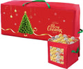 Christmas Tree Storage Bag, 7.5Ft Christmas Tree Bag 2 Piece Set Includes a Storage Bags for Xmas Decorations, Reinforced Handles & Sleek Dual Zipper Waterproof Xmas Tree Bag