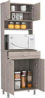 Kitchen Pantry,Two Door Cabinets, One Drawer, Four Adjustable Metal Legs,Home Coffee Cabinet,for Living Room,Dining Room,Kitchen,23.6 * 13.9 * 66.5