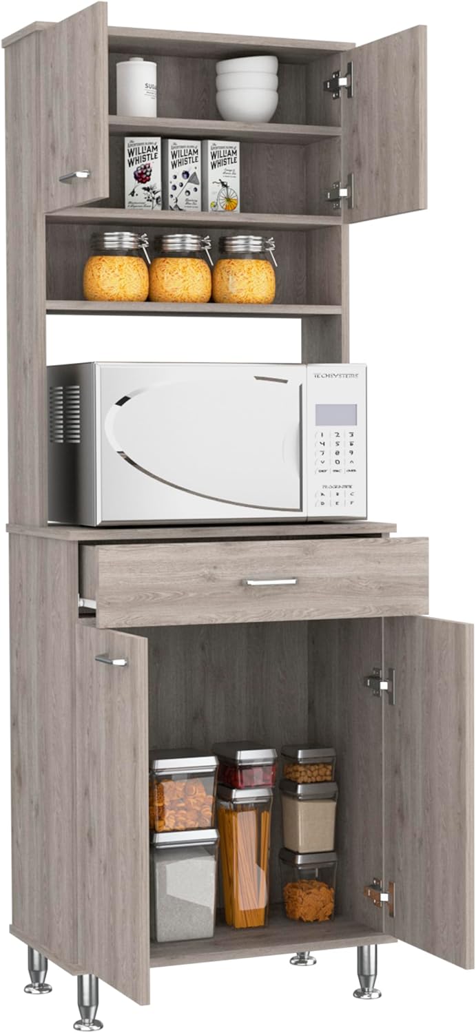 Kitchen Pantry,Two Door Cabinets, One Drawer, Four Adjustable Metal Legs,Home Coffee Cabinet,for Living Room,Dining Room,Kitchen,23.6 * 13.9 * 66.5