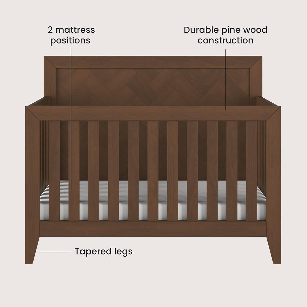 Child Craft Kieran Crib, Double Dresser and Chest Nursery Set, 3-Piece, Includes 4-in-1 Convertible Crib, Dresser and Chest, Grows with Your Baby (Toasted Chestnut)