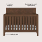 Child Craft Kieran Crib, Double Dresser and Chest Nursery Set, 3-Piece, Includes 4-in-1 Convertible Crib, Dresser and Chest, Grows with Your Baby (Toasted Chestnut)