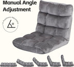 Nouva Adjustable Floor Chair 14-Position Sofa Bed Foldable Cushion Video Gaming Chairs Bean Bag Chair Reading Seating for Adults Kids Teens for Bedroom Living Room Indoor Use,Grey