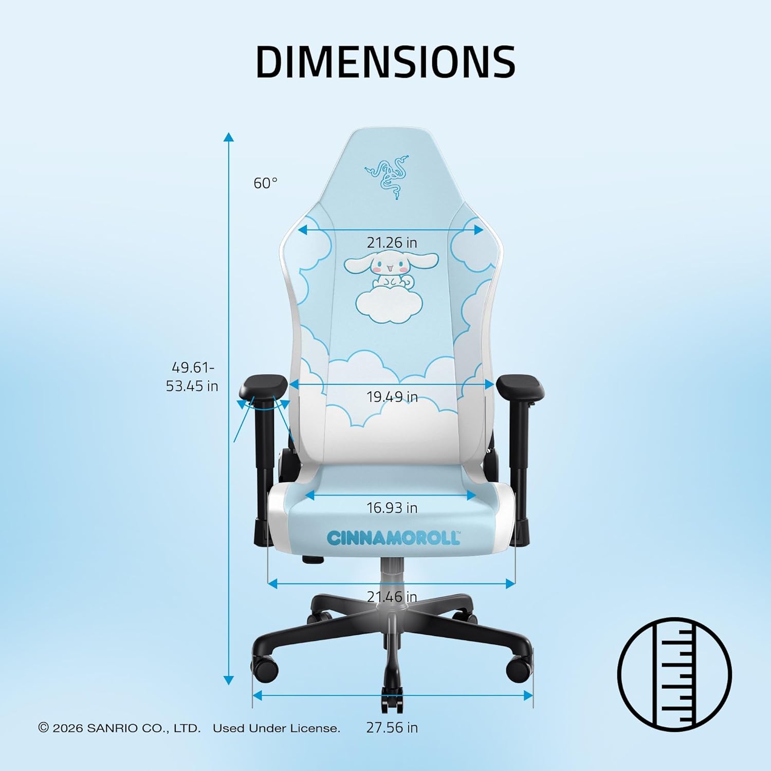 Razer Iskur V2 X NewGen Ergonomic Gaming Chair — Built-in Lumbar Support, Cooltouch Gen-2 EPU Leather, Ultra-Wide Seat Base, Adjustable 152 Degree Recline, Foam Cushions — Cinnamoroll Edition