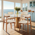 Solid Wood Dining Chair Set of 4, Breathable Fabric Upholstered Kitchen Chairs, Modern Farmhouse Style, Ergonomic Backrest, Rebound Sponge