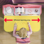 Kids Functional Desk and Chair Set, Study Desk with Chair, Height Adjustable Children School Desk with Storage Drawer for Boys Girls Pink