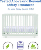 Delta Children Nest Crib 6-Piece Baby Nursery Furniture Set–Includes: Convertible Crib, Dresser, Changing Top, Mattress, Fitted Sheets & Changing Pad, Light Sage