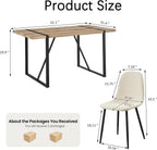 Dining Table Set for 4, Modern Table and Chairs Set of 4, 5 Piece Dining Table Set Include Wooden Rectangle Kitchen Table and 4 Fabric Chairs Ideal for Kitchen Dining Room Easy to Assemble