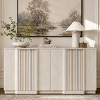 Yechen Buffet Cabinet with Storage, 55" Accent Sideboard Modern Credenza with Doors & Adjustable Shelves Fluted Media Console Wood Coffee Bar Table for Living Kitchen Dining Room White(4 Door)
