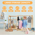 homegroove Kids Dress Up Storage with Mirror, 31.5 Inch Kids Wardrobe Closet with Storage Shelf for Little Girls and Boys, Wooden Costume Organizer for Bedroom Classroom Playroom Furniture