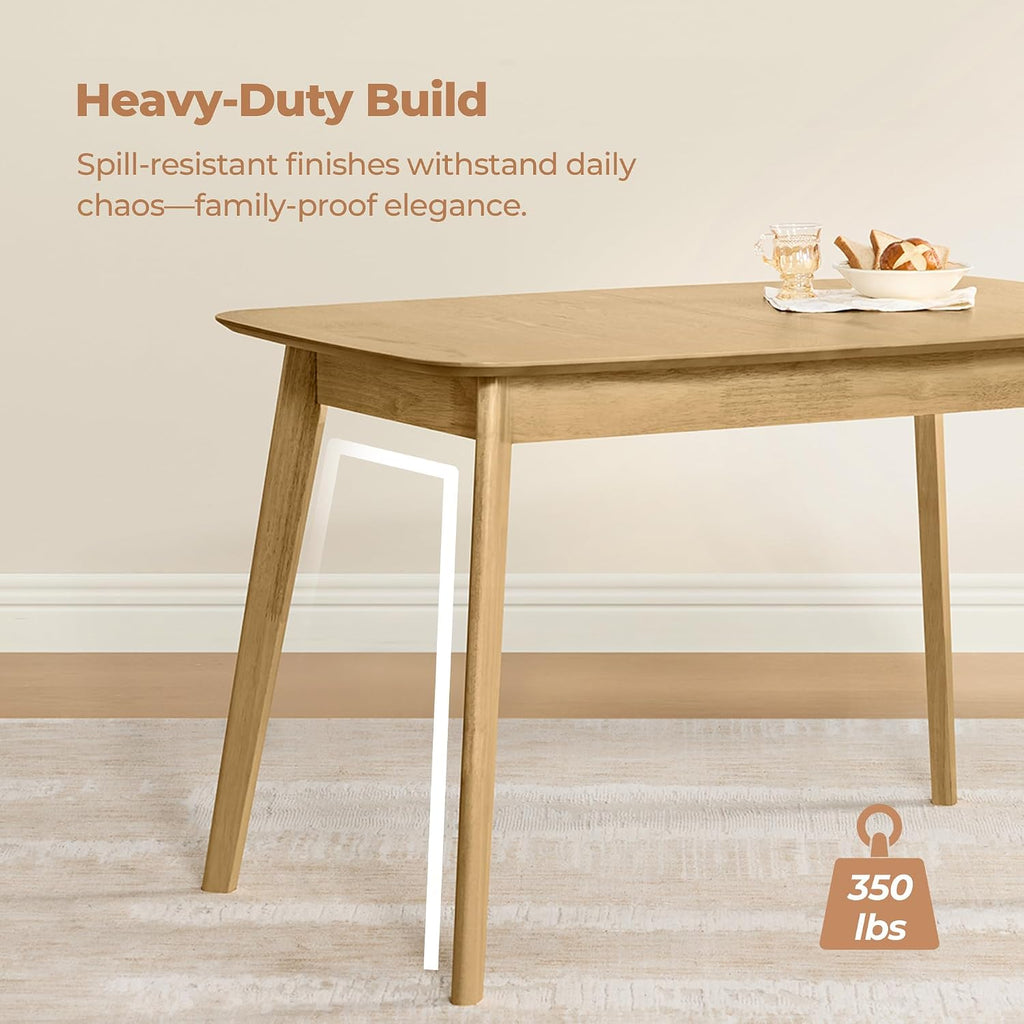 CHITA 47"-59" Extendable Dining Room Table for 4, Modern Wood Dining Table for Small Spaces, Kitchen, Space Saving Hidden Leaves, Solid Rubberwood Frame, Oak Veneer