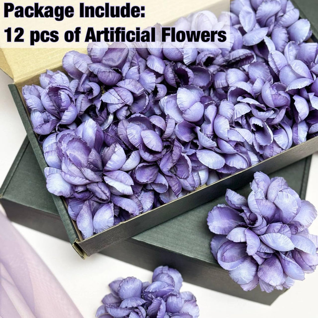 TeaSu Floating Flowers for Floating Candle Centerpieces, 12pcs Purple Artificial Flower Head for Wedding Centerpieces - Purple