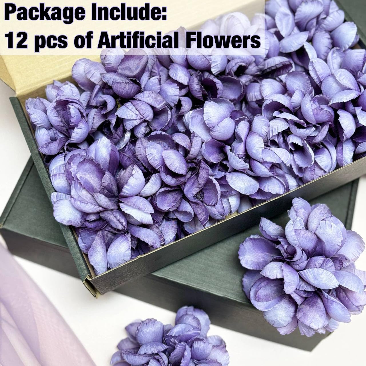 TeaSu Floating Flowers for Floating Candle Centerpieces, 12pcs Purple Artificial Flower Head for Wedding Centerpieces - Purple