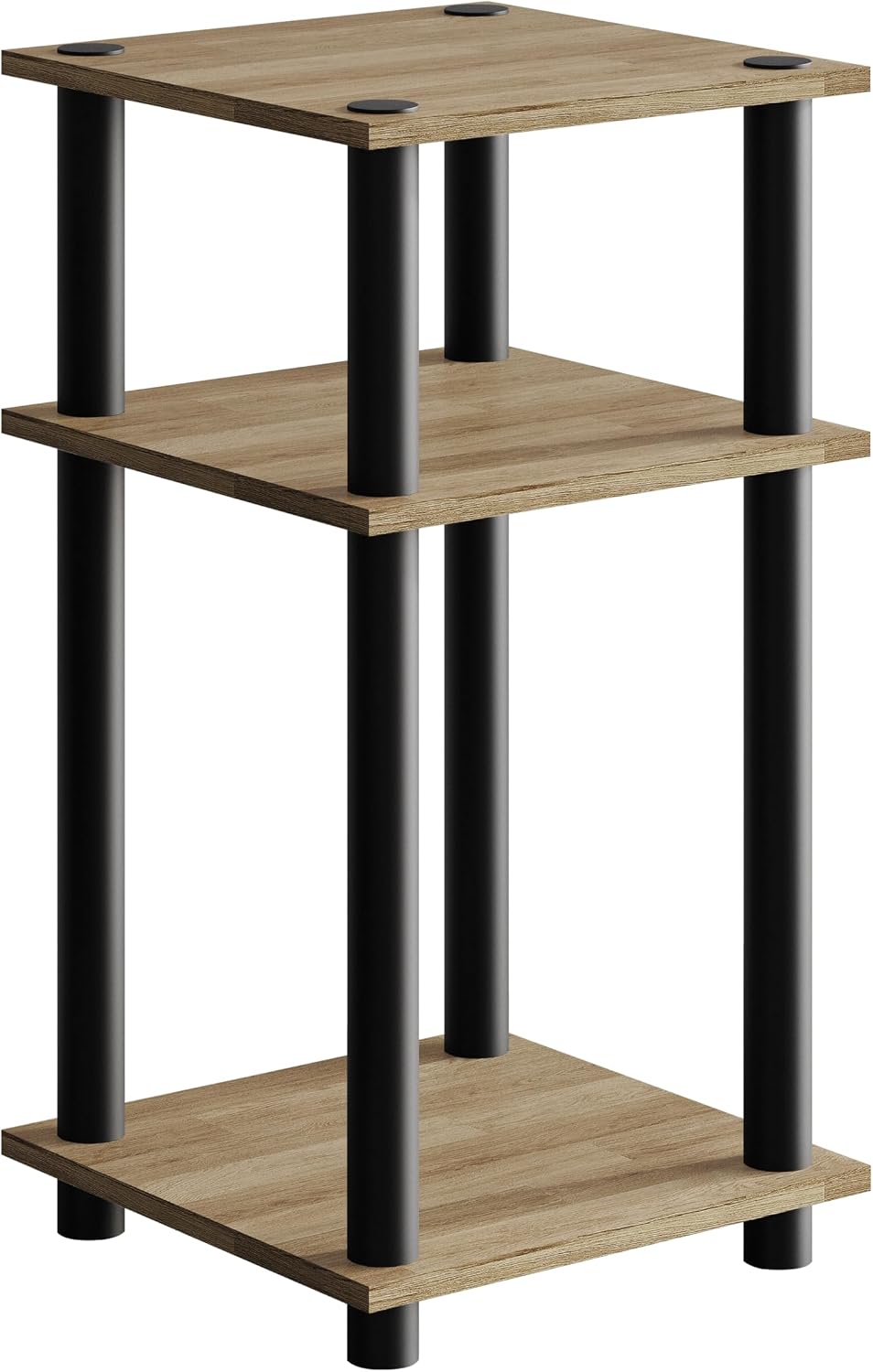 3-Tier End Table with Open Shelves, Natural Oak