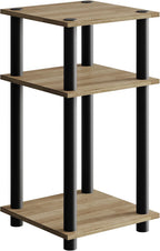 3-Tier End Table with Open Shelves, Natural Oak