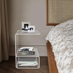 Modern Acrylic Side Table, 3-Tier End Table for Small Spaces, Clear Bedside Tables with 22lbs Capacity for Living Room, Bedroom, Bathroom, Apartment