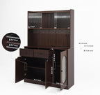 71" Tall Kitchen Pantry Storage Cabinet with Glass Doors Large Capacity Display, Microwave Stand, Bakers Rack with Storage for Kitchen, Pantry, Living Room (Walnut)