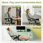 N-GEN GAMING Gaming Chair Video Game Computer Office Desk Use Ergonomic Reclining Backrest Adjustable Armrests Lumbar Support Footrest High Density Foam Breathable Fabric Heavy Duty Base (Green)
